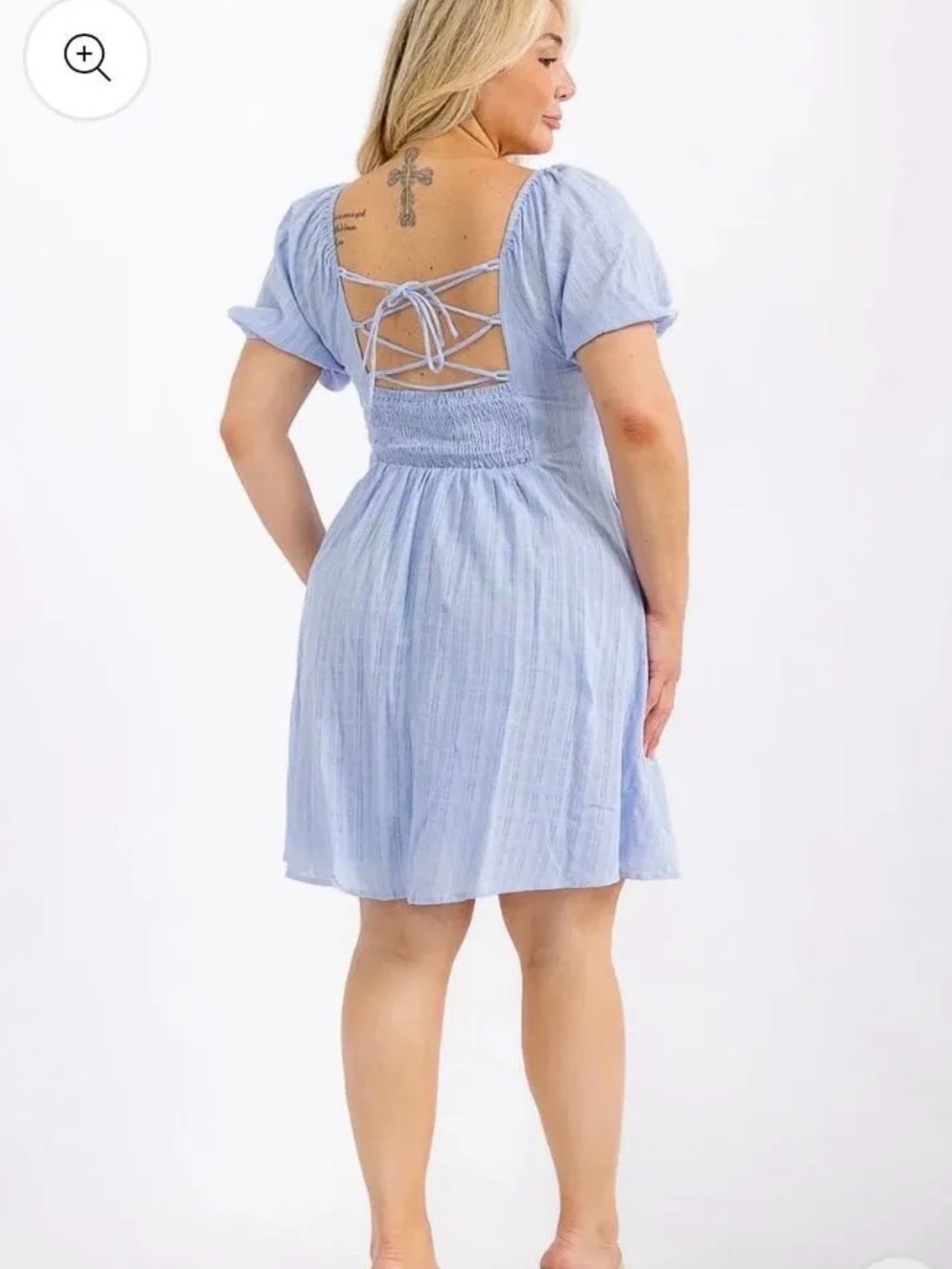 PERFECTLY PRISCILLA | Smock Open Back Mini Dress - Picture 4 of 7